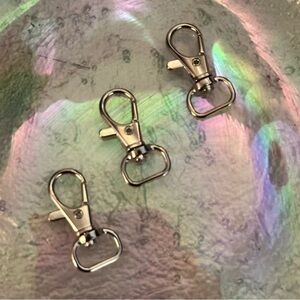 10 (TEN) x Large Silver Metal Clasp Clips w. 360 Swivel D Ring | DIY Crafters